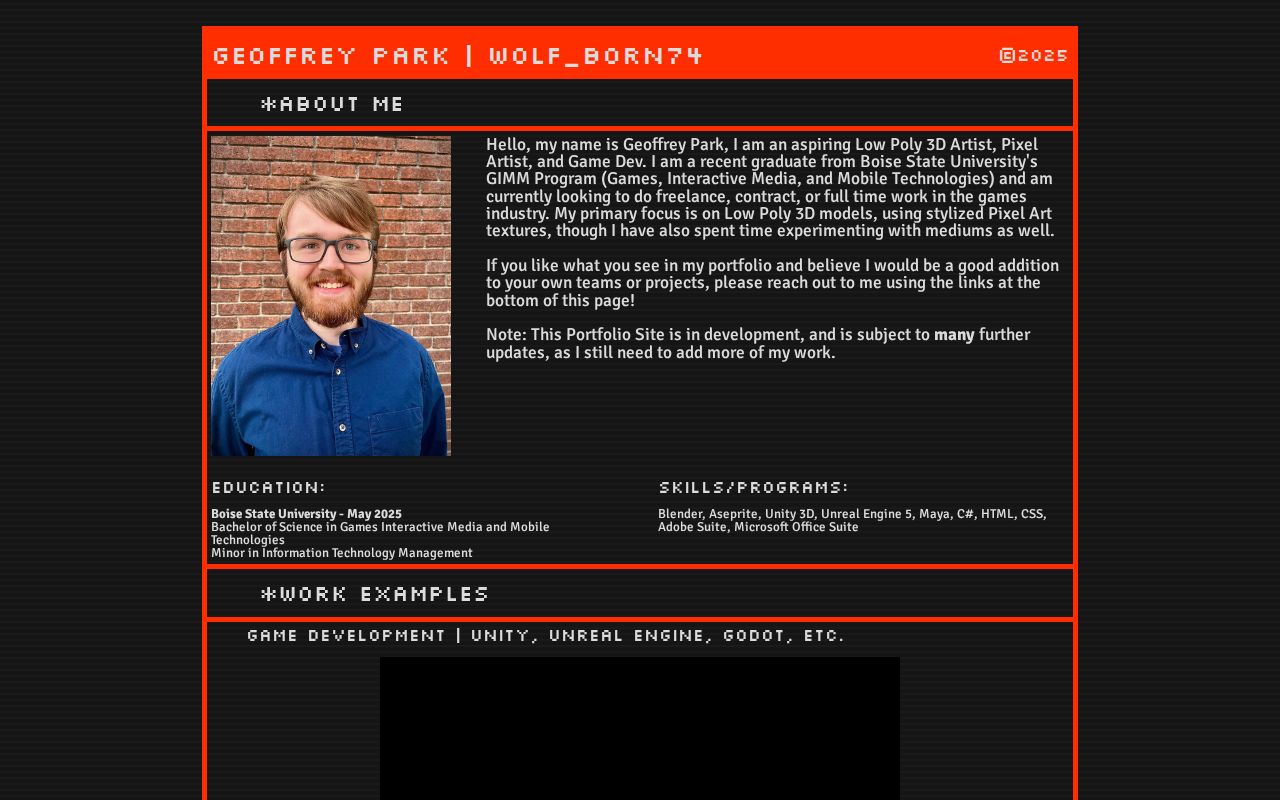 Geoffrey Park - Portfolio Website 2025