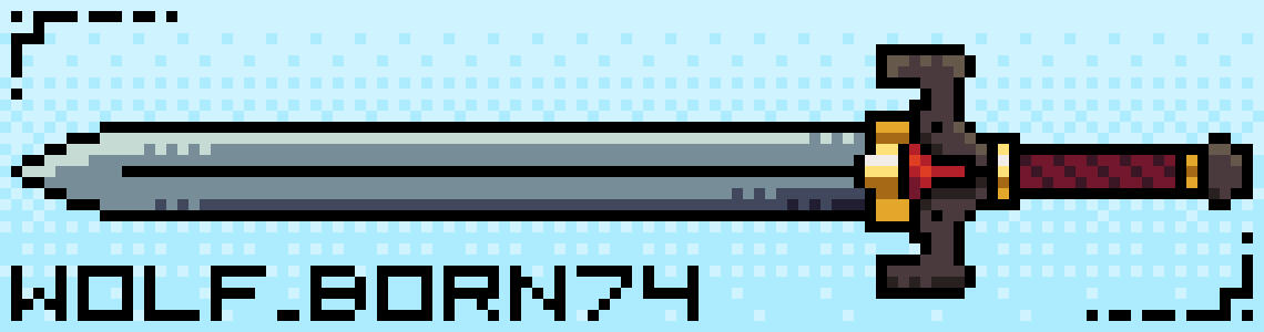 Sword Pixel Art, 2025 | A simple sword design made to practice my shading skills on a relatively simple object in Aseprite.